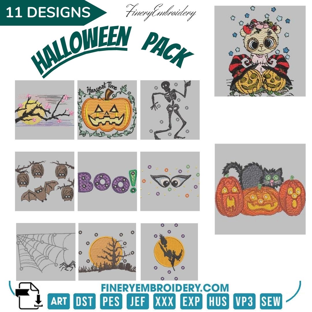 Creepy Spider Halloween Embroidery Pack - FineryEmbroidery