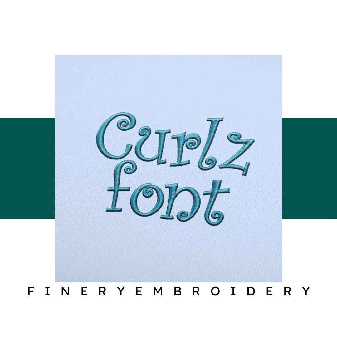 Curlz Embroidery alphabet Font Set