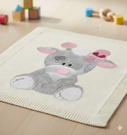 Cute Baby Giraffe Embroidery Design – Patchwork Applique with Bow