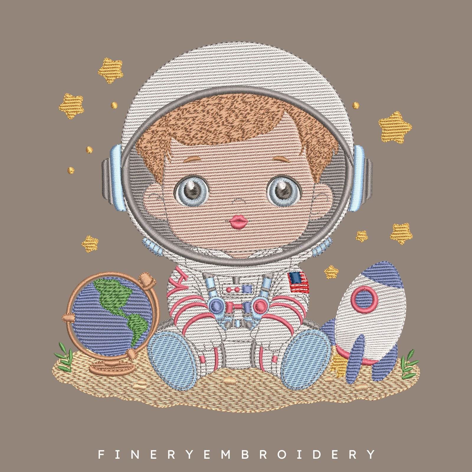 Cute Astronaut Embroidery Design - 7 Sizes | FineryEmbroidery - FineryEmbroidery