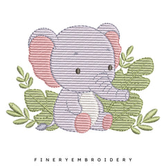 Cute Baby Elephant Embroidery Design - 7 Sizes | FineryEmbroidery - FineryEmbroidery