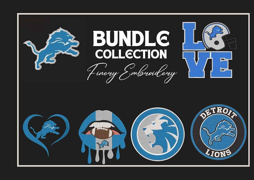 DETROIT LIONS - Pack of 6 Designs - Embroidery Design - FineryEmbroidery