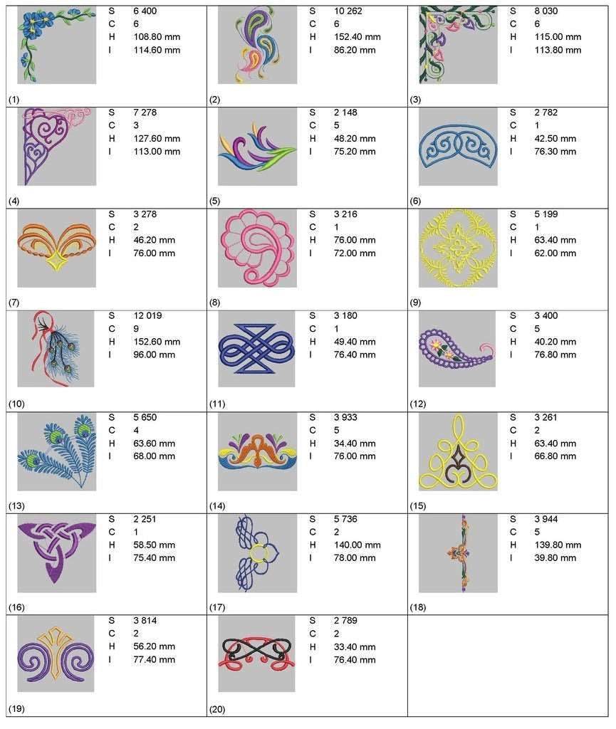 Decorative doodads: Embroidery Design Pack - FineryEmbroidery
