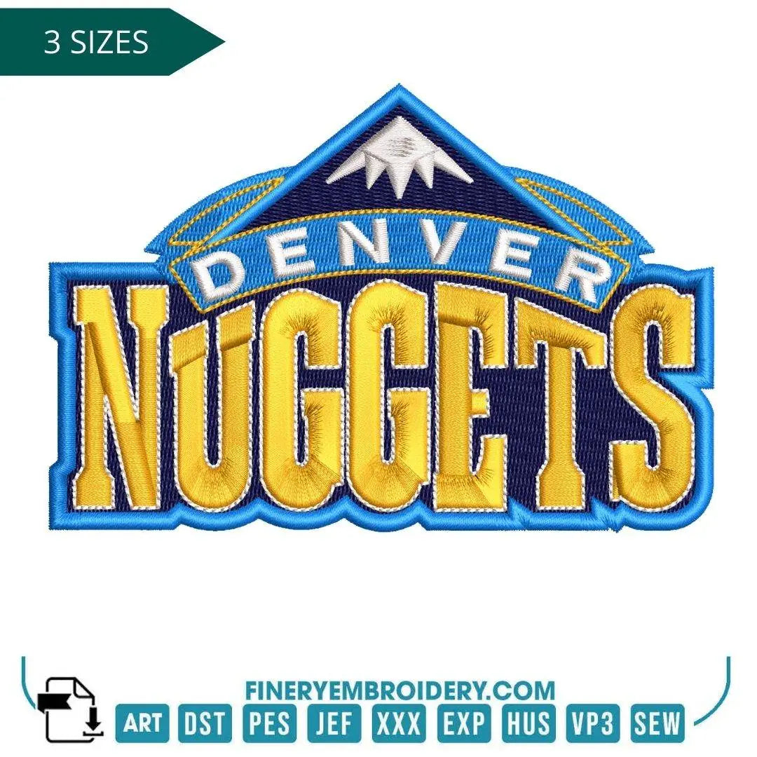 Denver Nuggets Embroidery Design – Mile High Logo in 3 Sizes - FineryEmbroidery