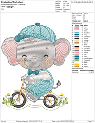 Elephant on a Bicycle Embroidery Design - Multi Sizes