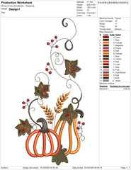 Elegant Halloween Pumpkins & Vines Embroidery Design – Multiple Sizes  | FineryEmbroidery