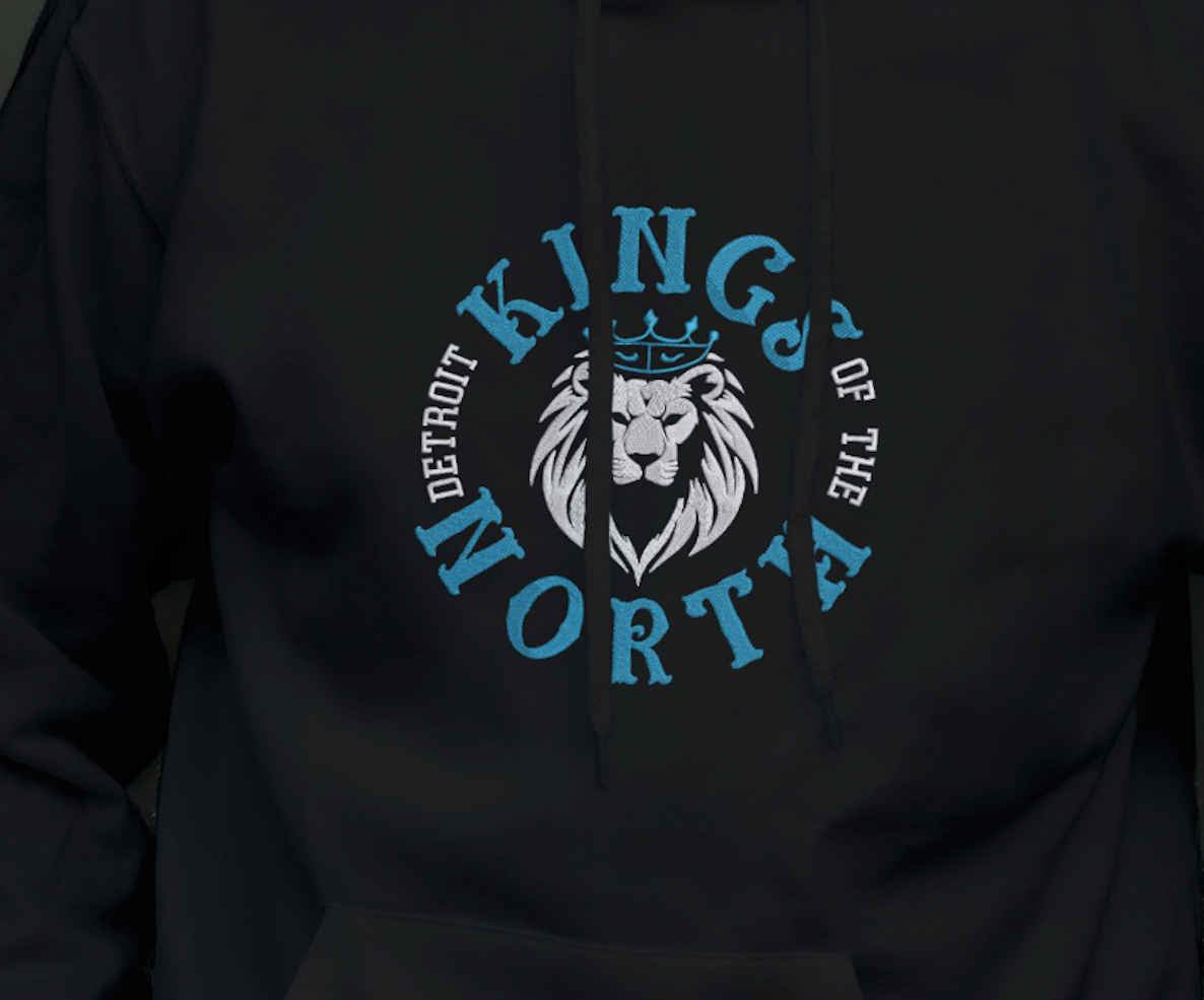 Detroit Kings of the North Embroidery Design – Fierce Lion Emblem for True Detroit Fans - FineryEmbroidery