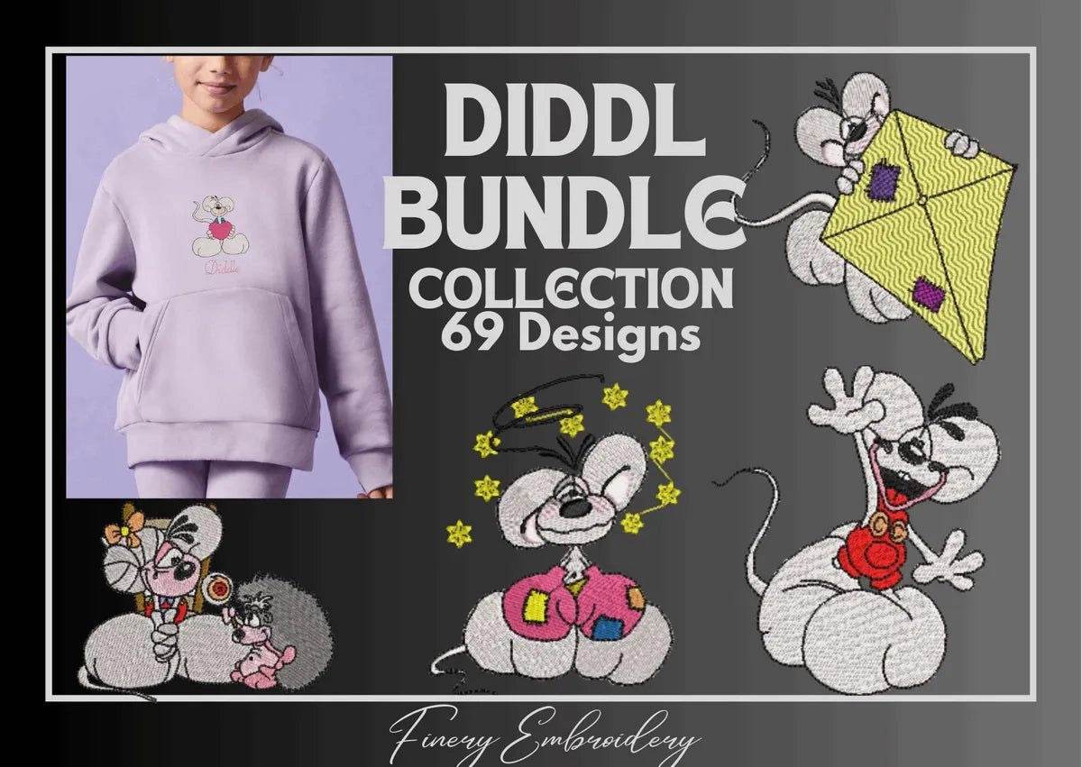 Diddl - Pack of 69 Designs - Embroidery Designs - FineryEmbroidery