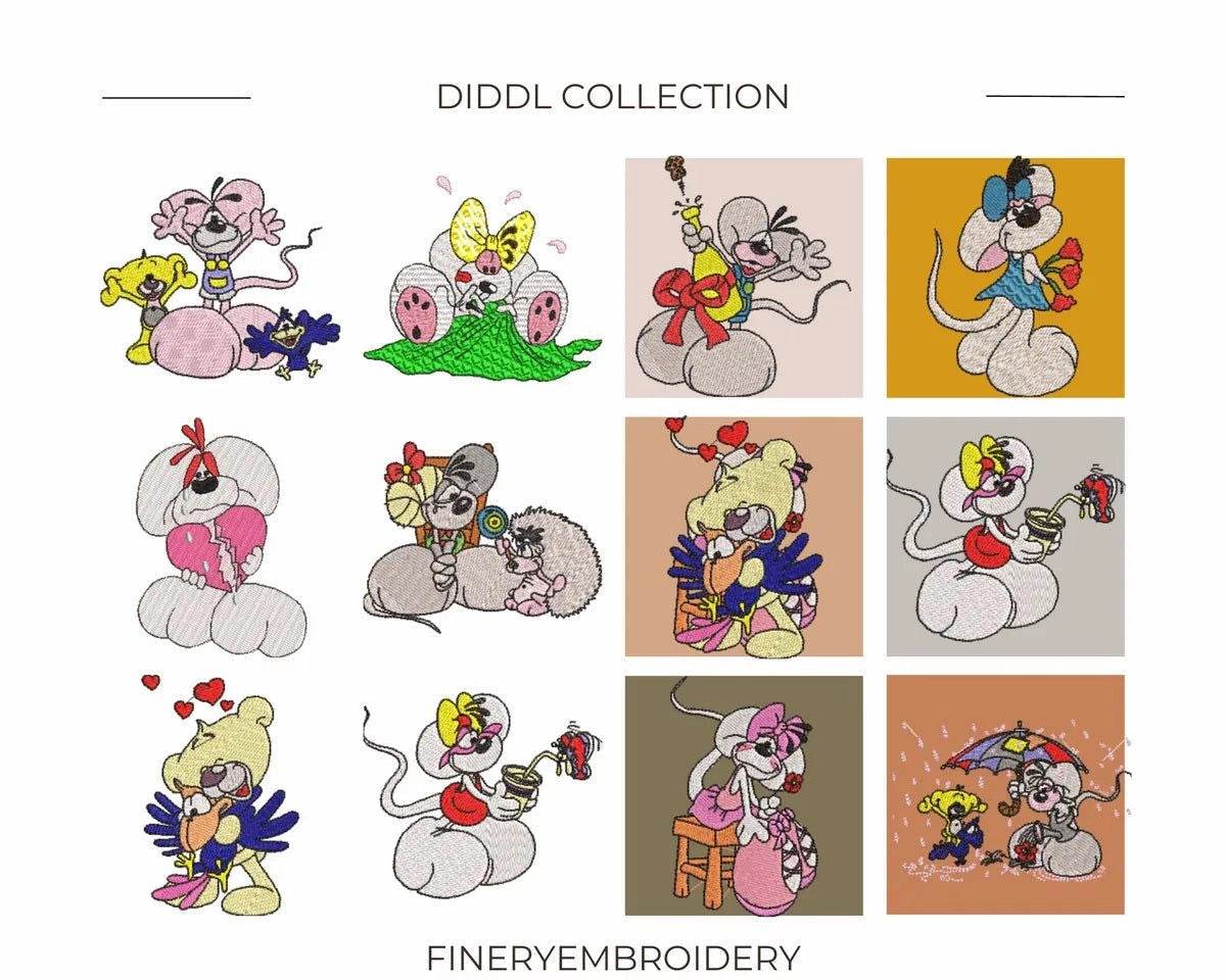 Diddl - Pack of 69 Designs - Embroidery Designs - FineryEmbroidery