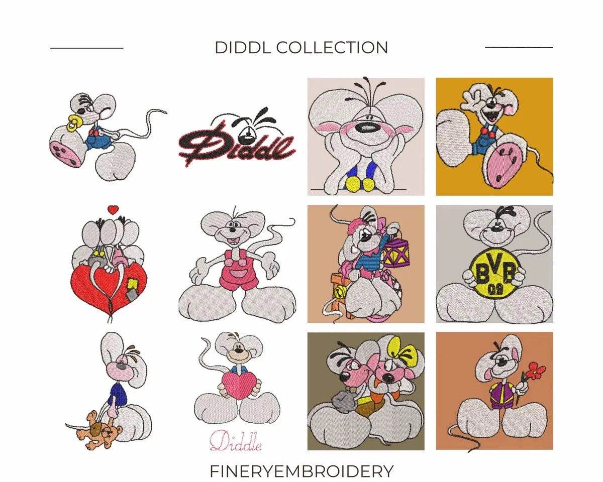 Diddl - Pack of 69 Designs - Embroidery Designs - FineryEmbroidery