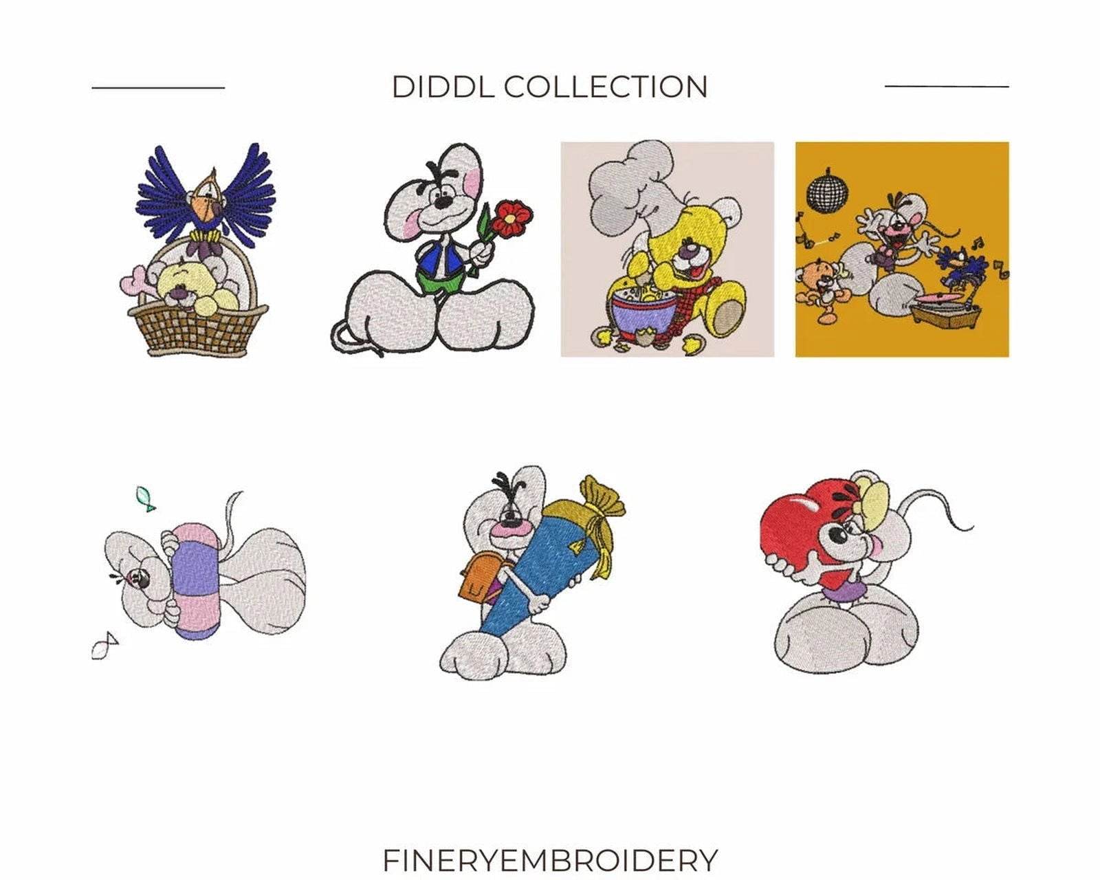Diddl - Pack of 69 Designs - Embroidery Designs - FineryEmbroidery