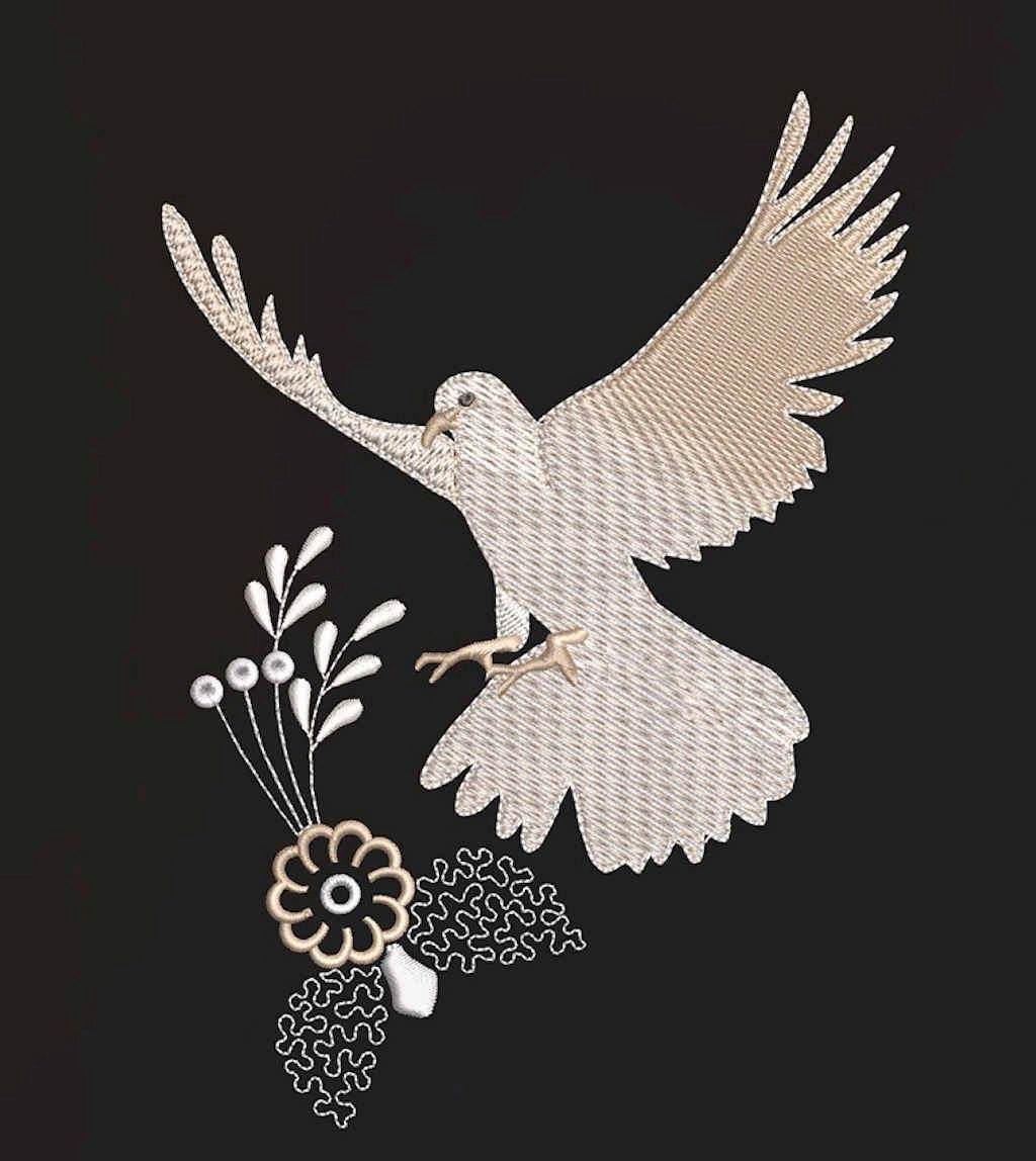 Dove takes flight again - Embroidery Design - FineryEmbroidery