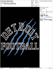 Detroit Football Embroidery Design – Bold Claw Mark Style in 5 Sizes