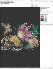 Elegant Butterfly and Flower Embroidery Design – Nature-Inspired Art