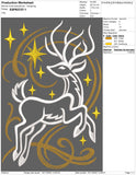 Enchanted Stag Embroidery Design | Mystical Deer with Stars