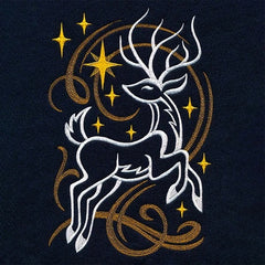 Enchanted Stag Embroidery Design | Mystical Deer with Stars