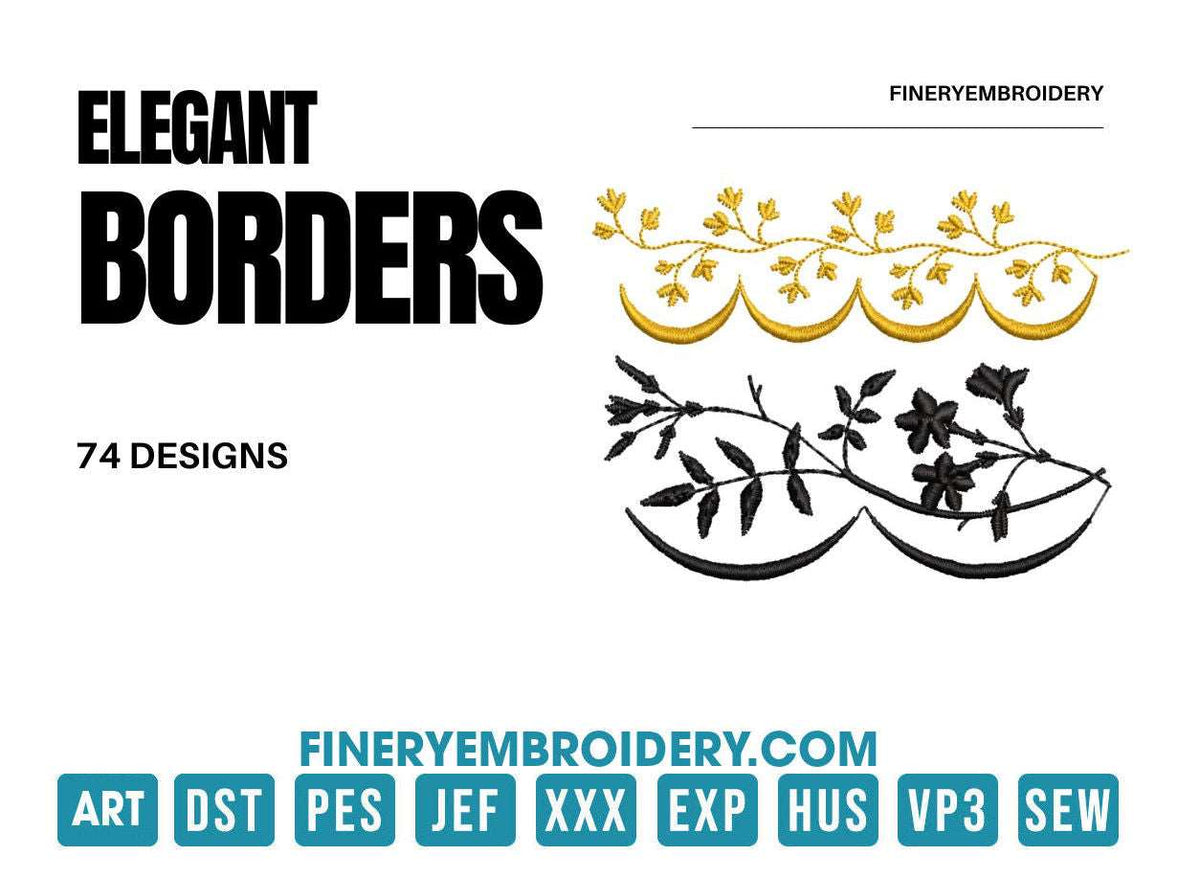 Elegant borders: Embroidery Design Pack | Embroidery Design | border, embroidery download, embroidery file, pes embroidery file | FineryEmbroidery