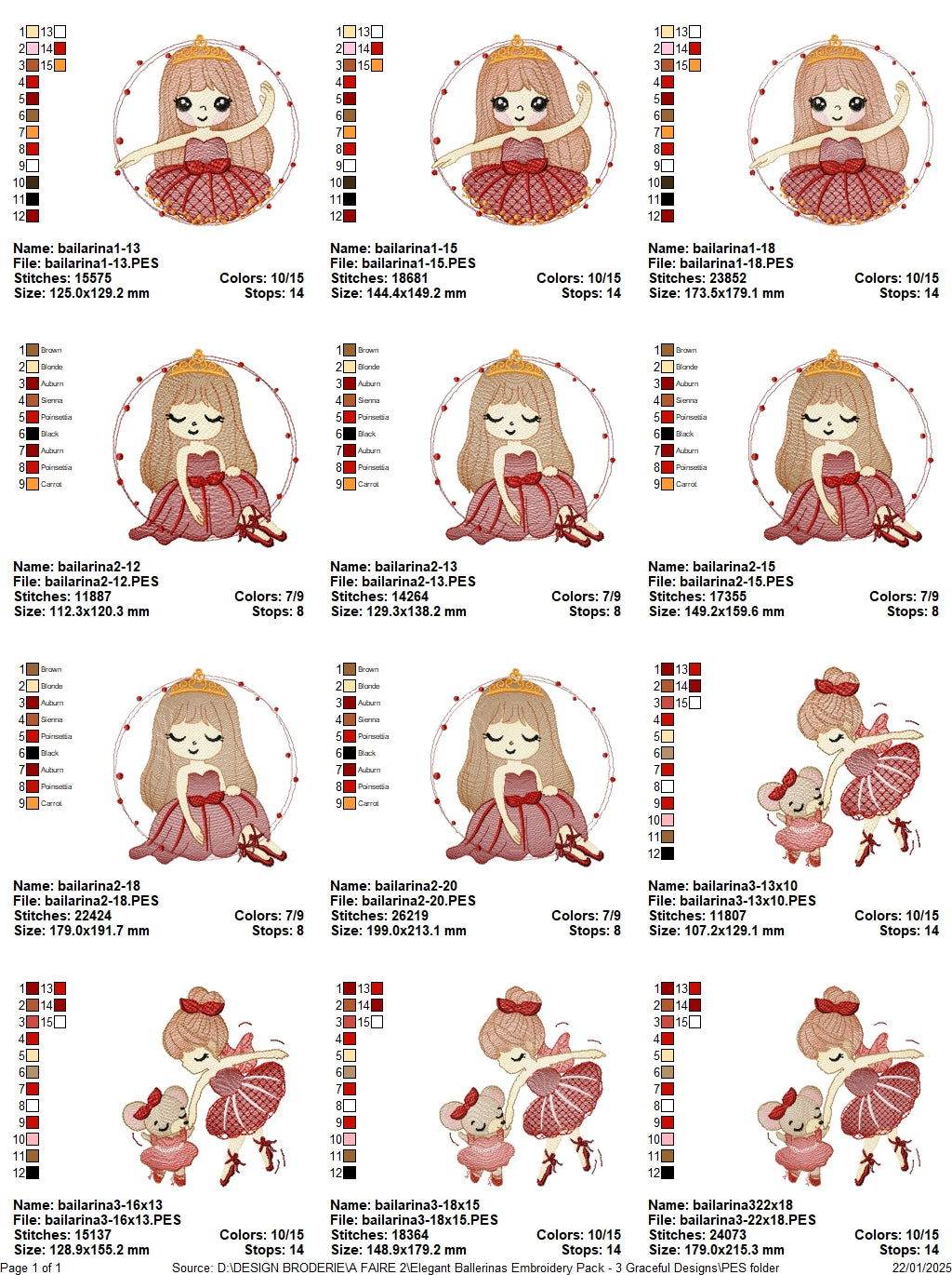 Elegant Ballerinas Embroidery Pack - 3 Graceful Designs - FineryEmbroidery