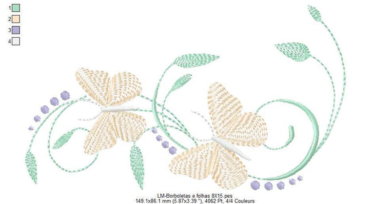 Elegant Butterfly and Swirl Embroidery Design - FineryEmbroidery