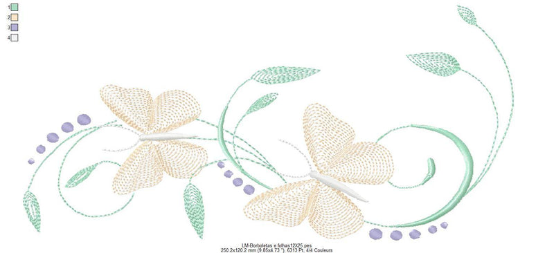 Elegant Butterfly and Swirl Embroidery Design - FineryEmbroidery