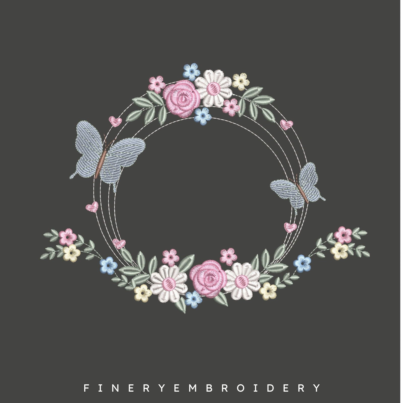 Elegant Floral Wreath Embroidery Design | FineryEmbroidery - FineryEmbroidery