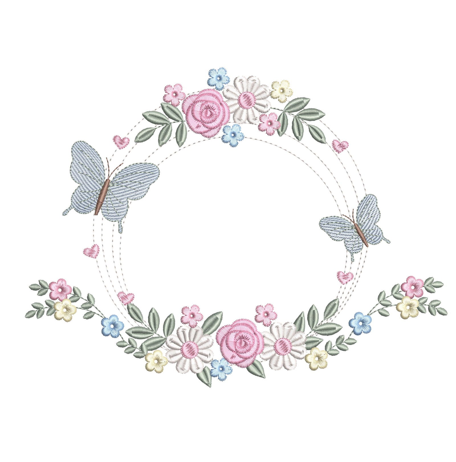 Elegant Floral Wreath Embroidery Design | FineryEmbroidery - FineryEmbroidery