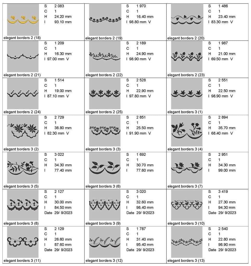Elegant borders: Embroidery Design Pack - FineryEmbroidery
