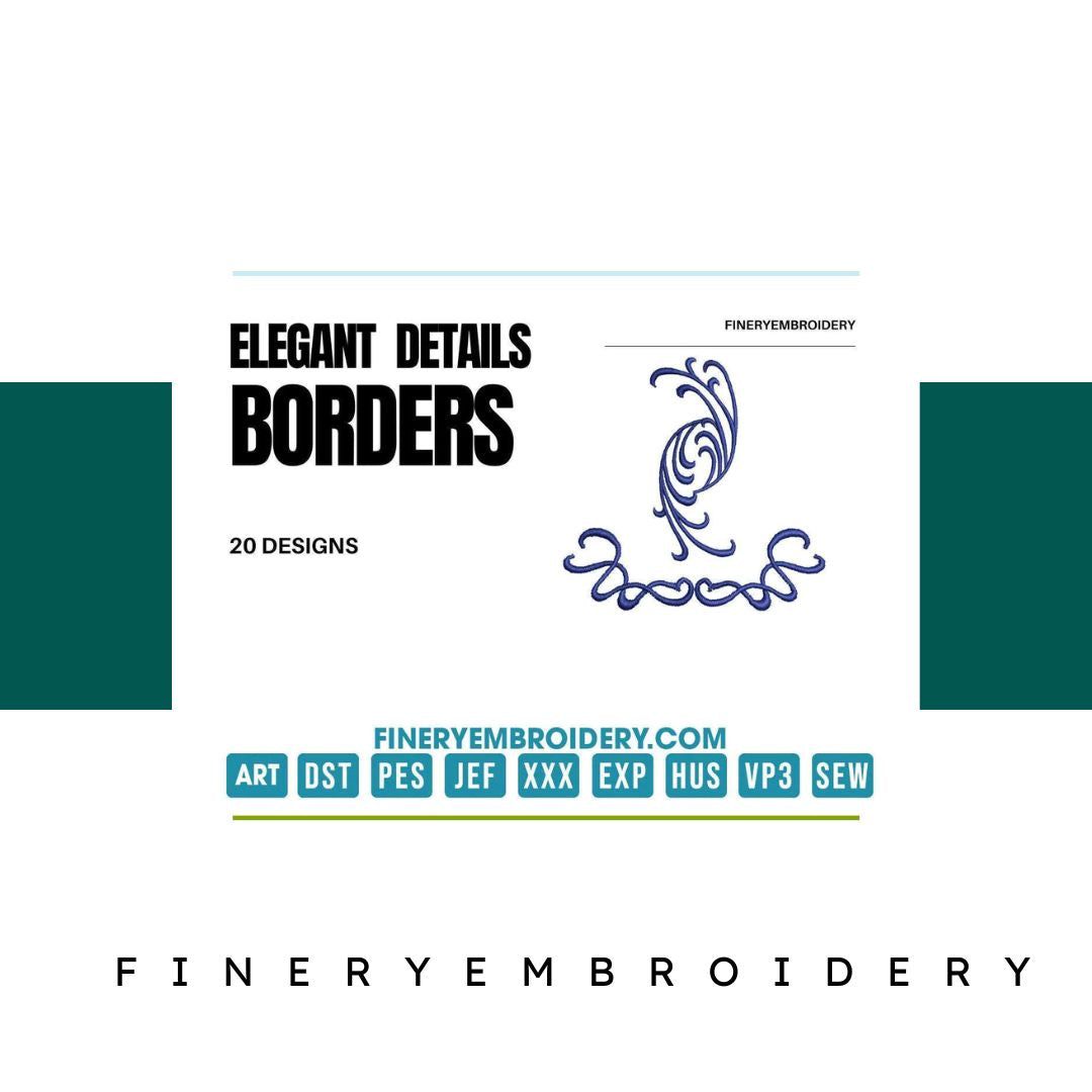 Elegant details borders: Embroidery Design Pack - FineryEmbroidery