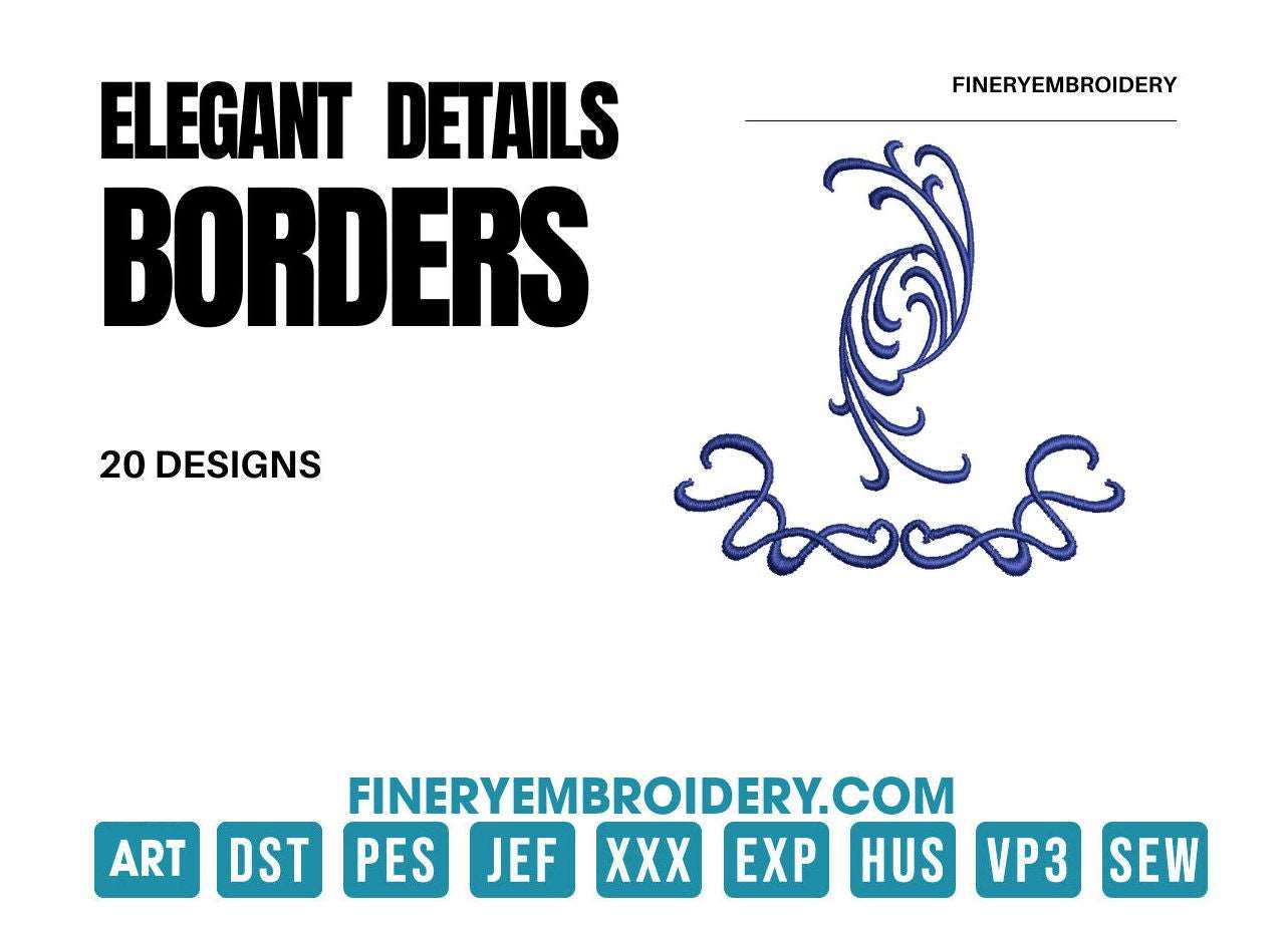 Elegant details borders: Embroidery Design Pack - FineryEmbroidery