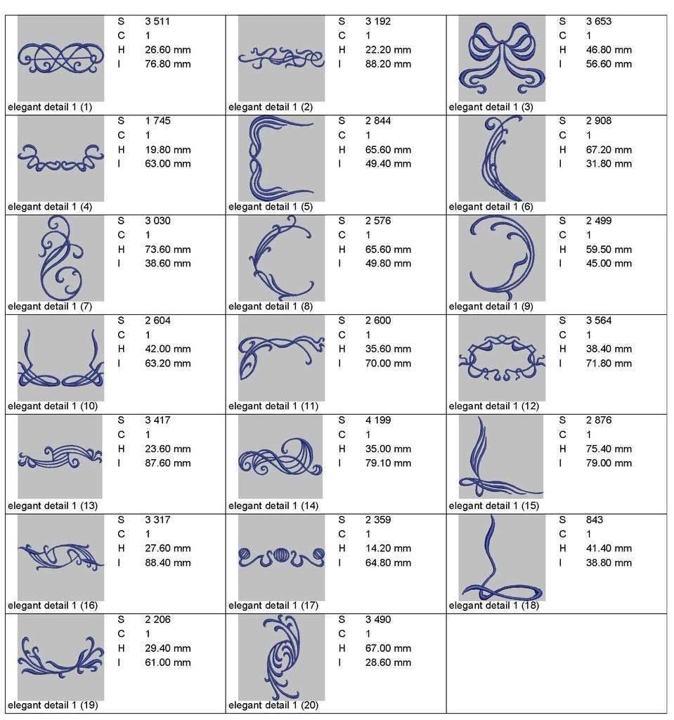 Elegant details borders: Embroidery Design Pack - FineryEmbroidery