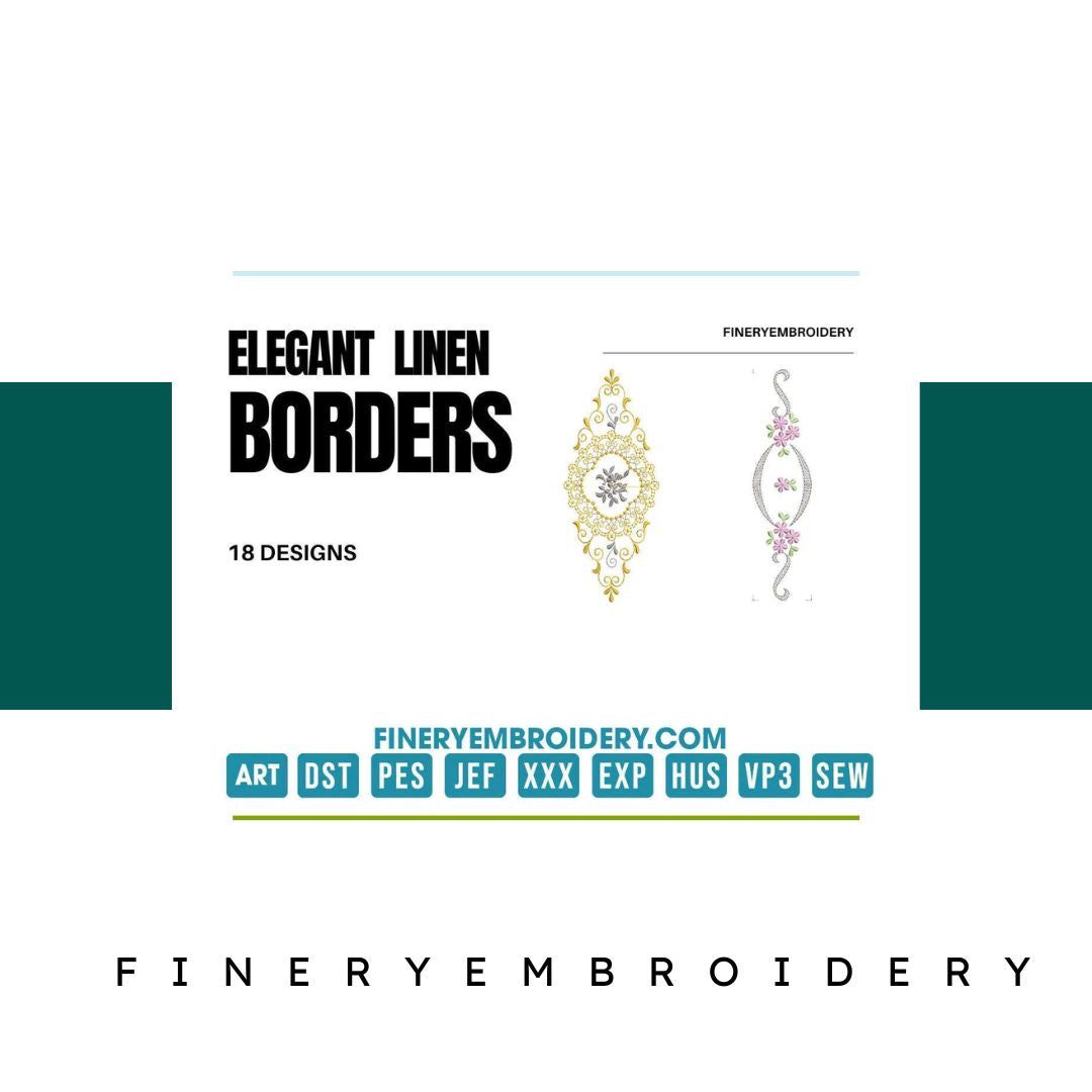 Elegant linen borders: Embroidery Design Pack - FineryEmbroidery