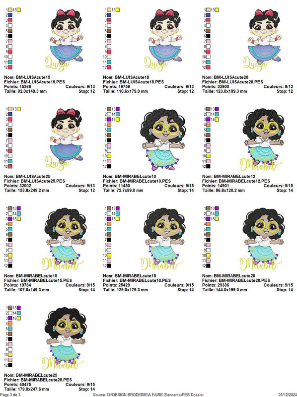 Encanto Character Embroidery Design Pack – 7 Magical Designs Multi Sizes - FineryEmbroidery