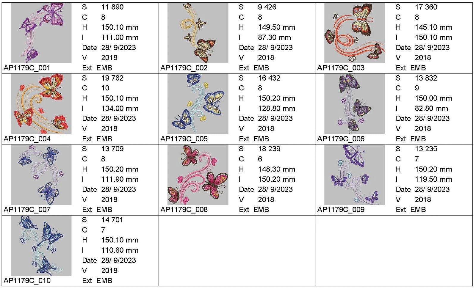 FANTASY IN FLIGHT BUTTERFLIES- Pack of 10 Designs - Embroidery Designs - FineryEmbroidery