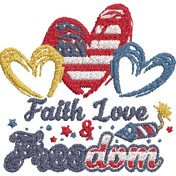 Faith-Love-Freedom - Embroidery Design - FineryEmbroidery