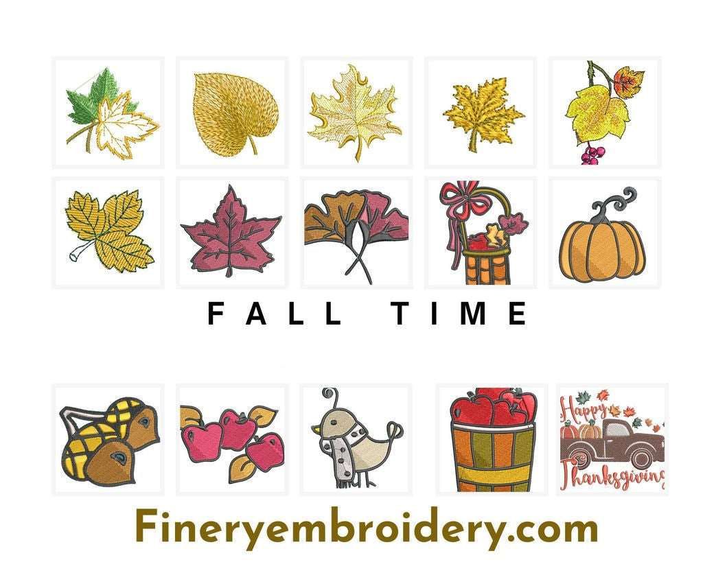 Fall Time Thanksgiving Autumn Harvest Delights - Embroidery Design Collection - FineryEmbroidery