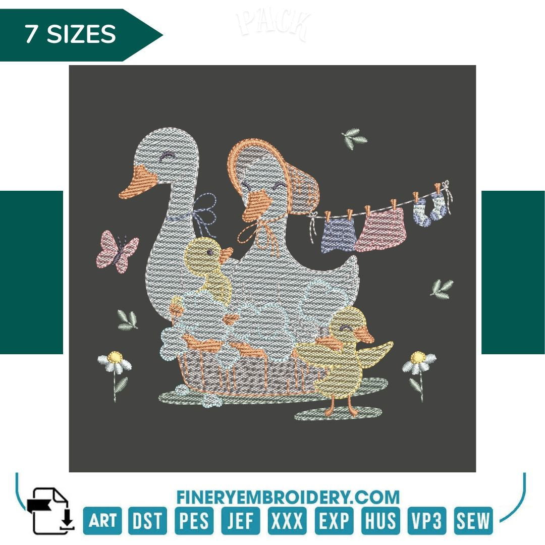 Family of Ducks Embroidery Design – FineryEmbroidery - FineryEmbroidery