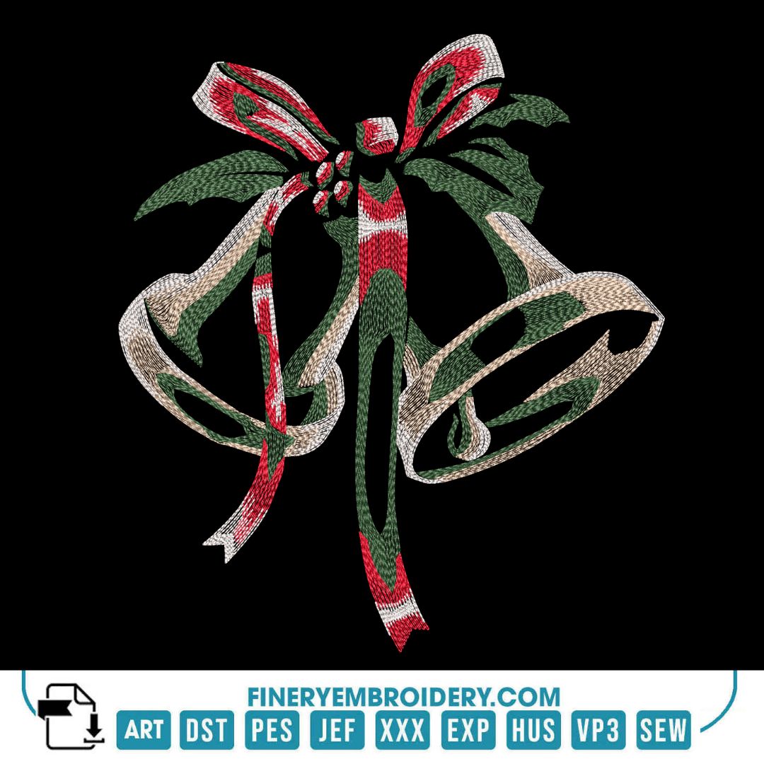 Festive Holiday Bells Embroidery Design - FineryEmbroidery