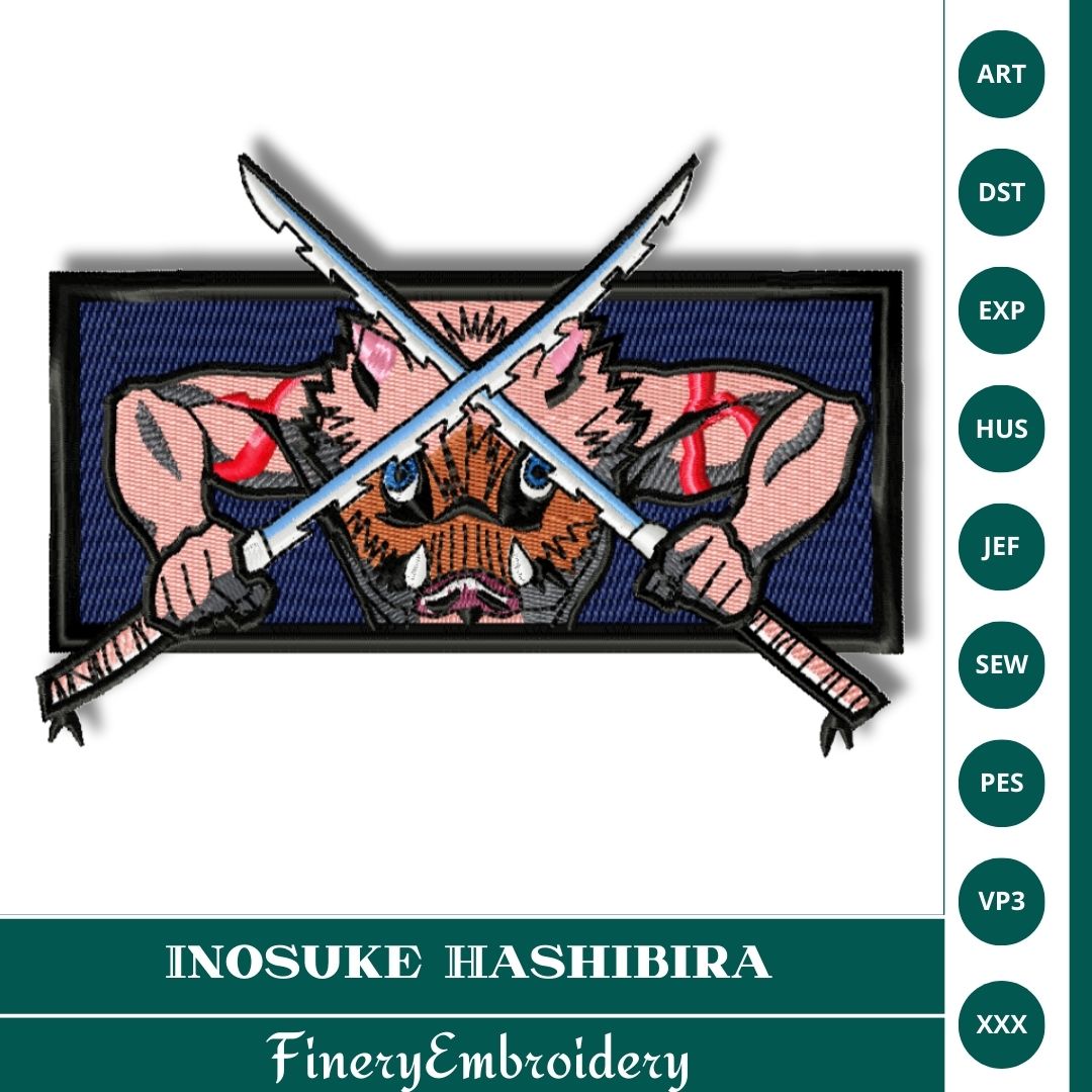 Inosuke Hashibira Embroidery Design – 3 Sizes - FineryEmbroidery