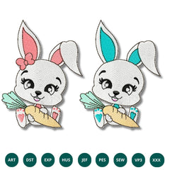 Cute Easter Bunny Embroidery Designs Pack