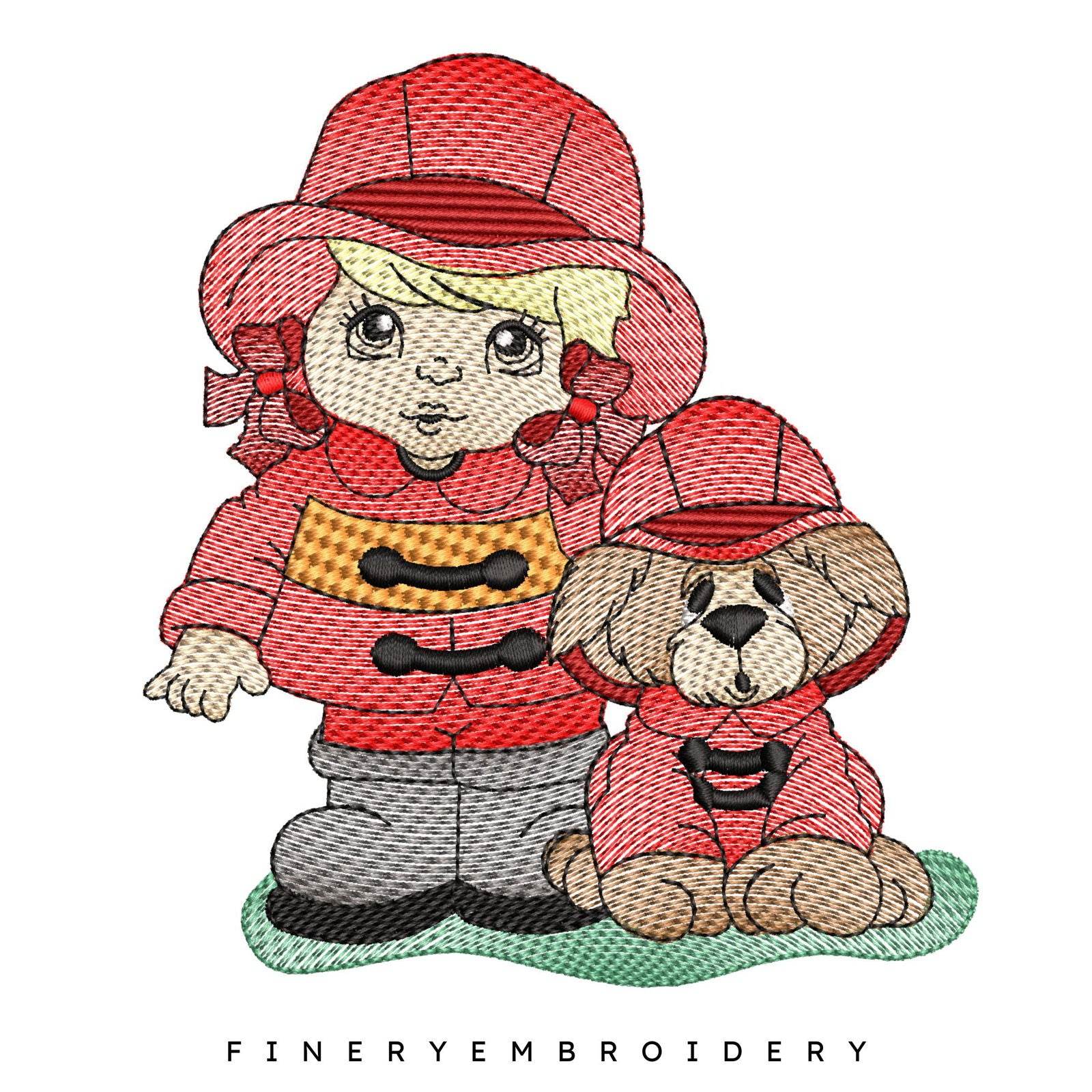 Firefighter Kids and Dog Embroidery Design Pack  | FineryEmbroidery - FineryEmbroidery