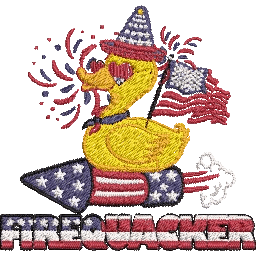 Firequacker-Duck-Rubber - Embroidery Design | Embroidery Design | 4th of july, embroidery download, embroidery file, Free designs, pes embroidery file | FineryEmbroidery