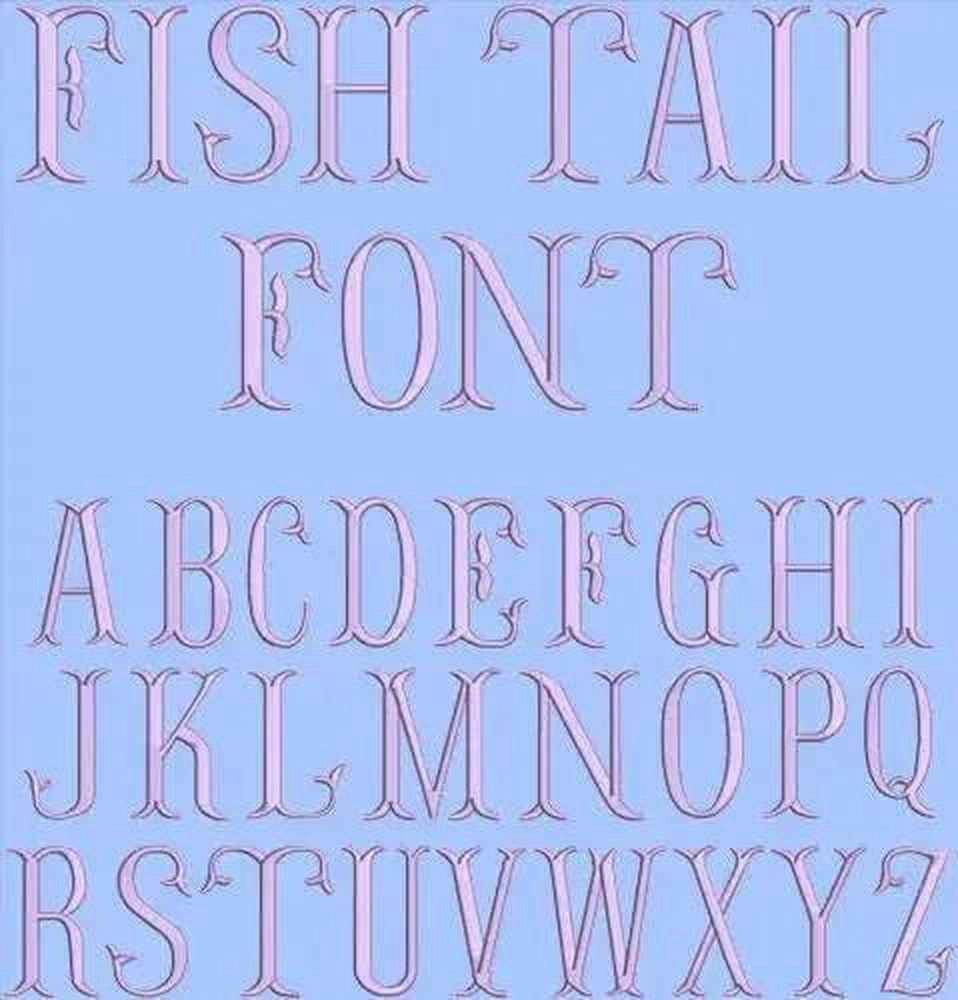 Fish Taill Embroidery alphabet Font Set