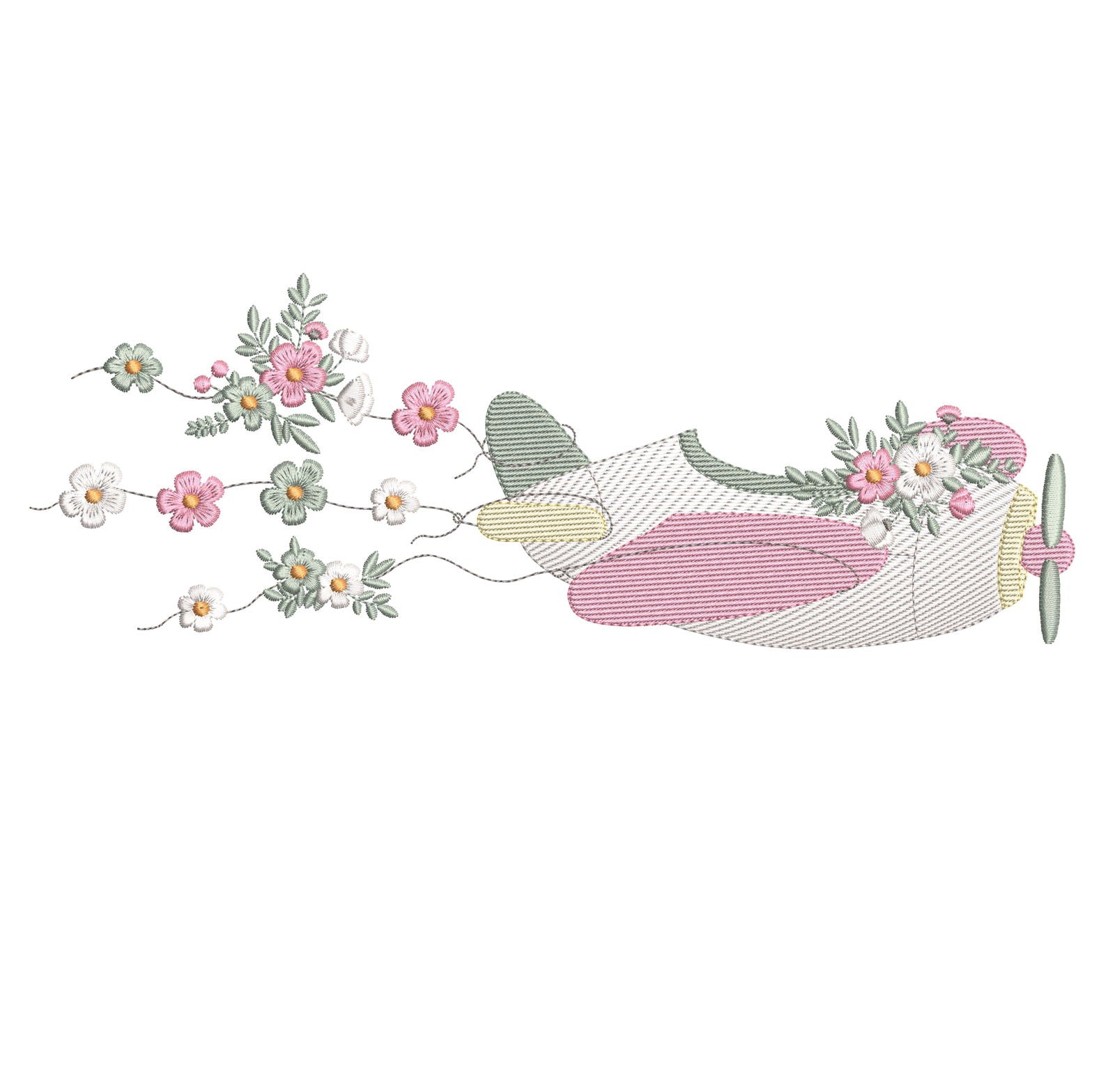 Floral Airplane Embroidery Design  | FineryEmbroidery - FineryEmbroidery