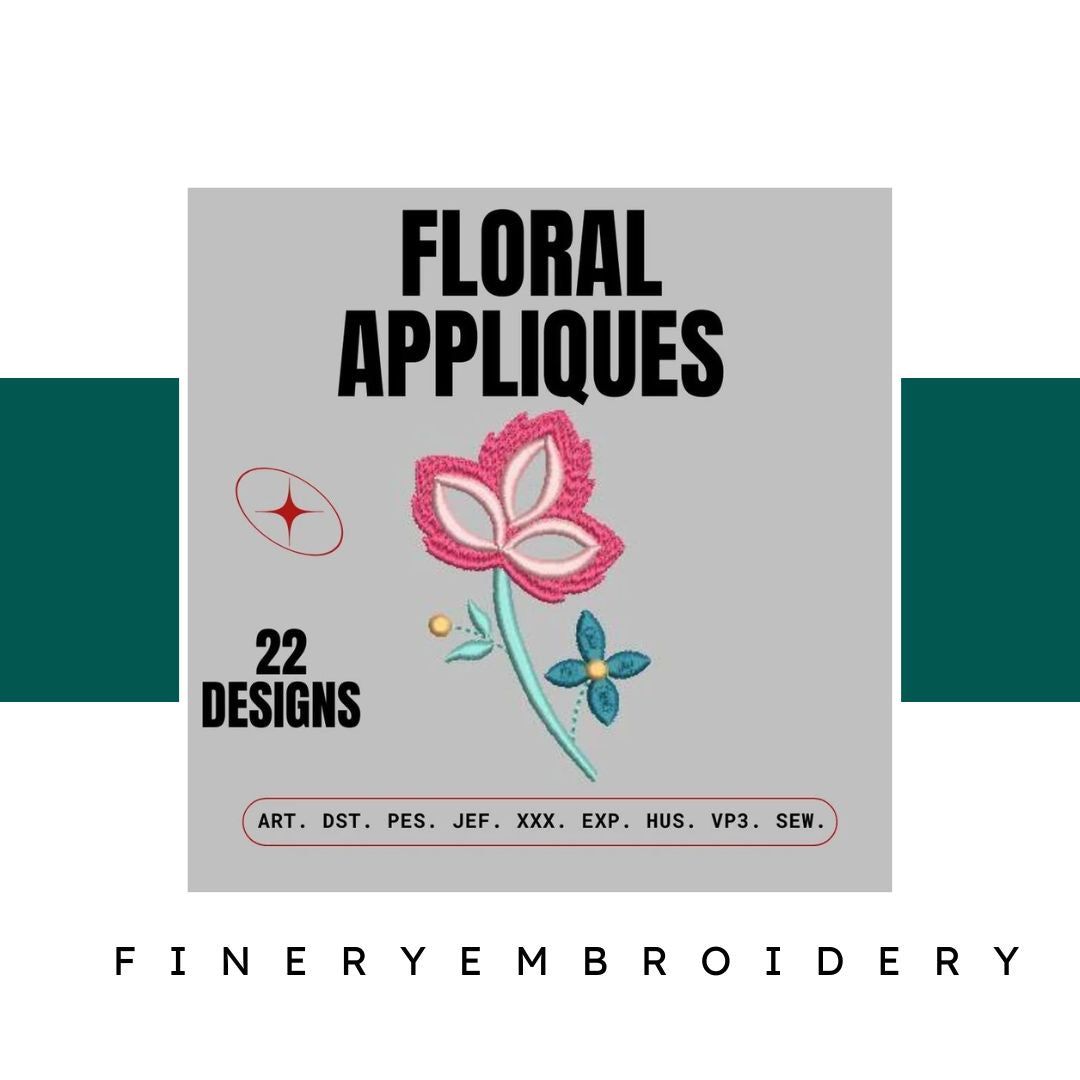 Floral Appliques: Embroidery Design Pack - FineryEmbroidery