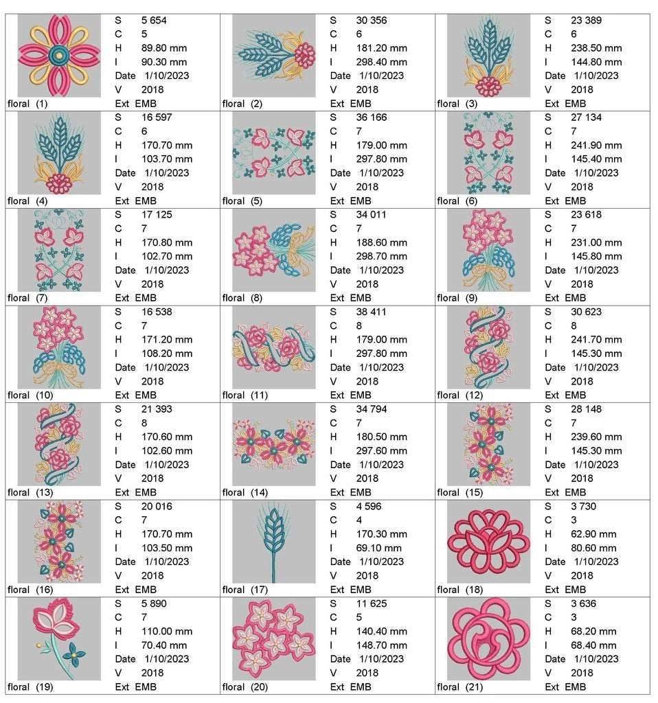 Floral Appliques: Embroidery Design Pack - FineryEmbroidery