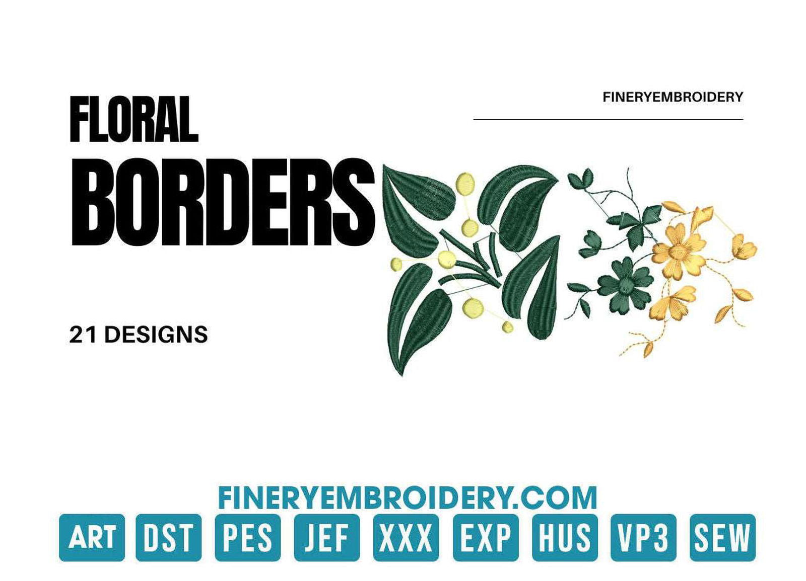 Floral borders: Embroidery Design Pack - FineryEmbroidery