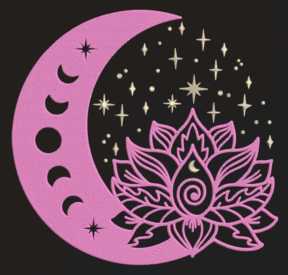 Flower and Moon: Embroidery Design FineryEmbroidery