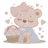 Flower Basket Bear Embroidery Design – FineryEmbroidery - FineryEmbroidery