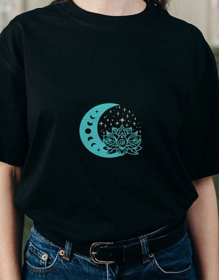 Flower and Moon: Embroidery Design - FineryEmbroidery