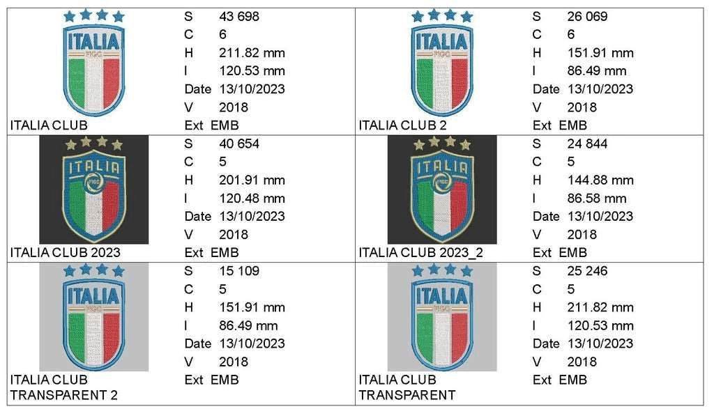 Football Club Team Italy logo: Embroidery Design - FineryEmbroidery